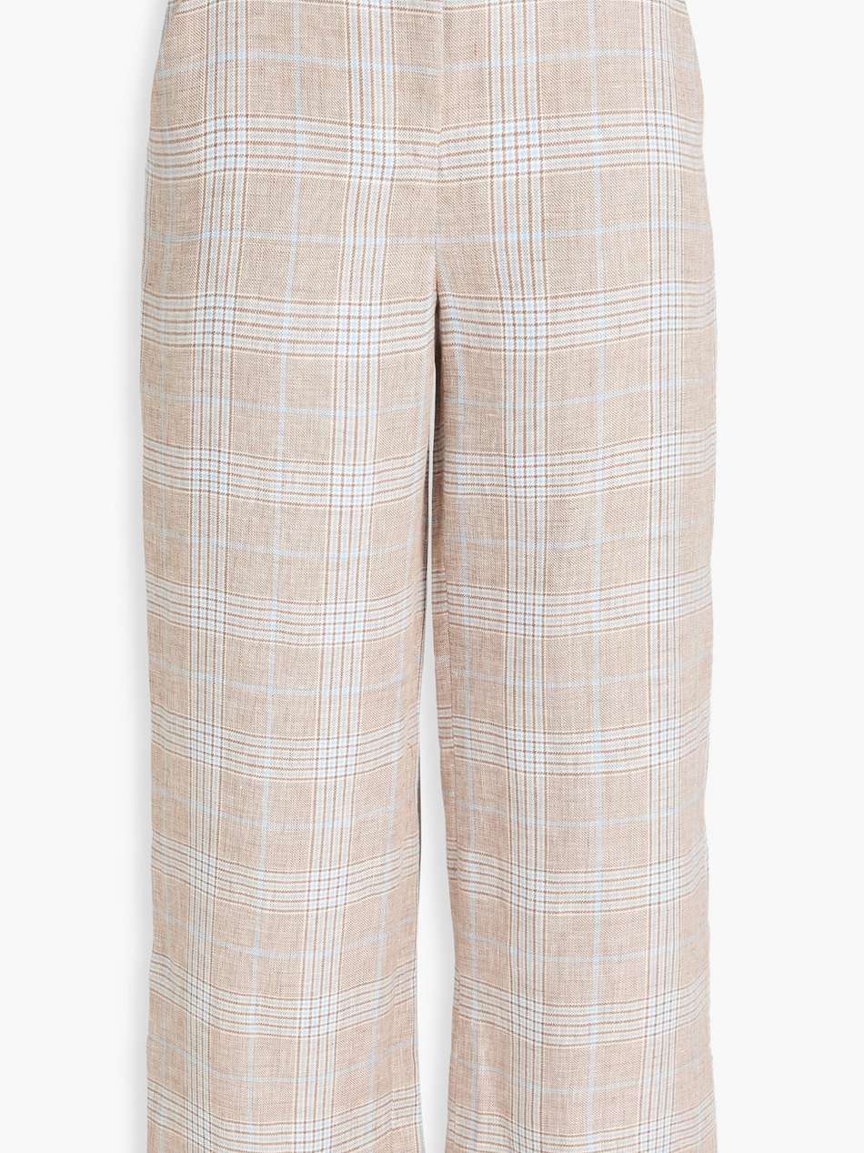 brixton cropped prince of wales checked linen wide-leg pants