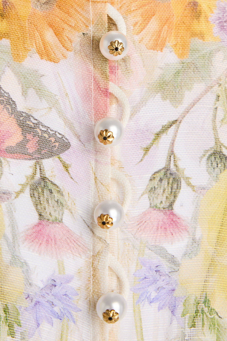 ZIMMERMANN FLORAL-PRINT LINEN AND SILK-BLEND BLOUSE