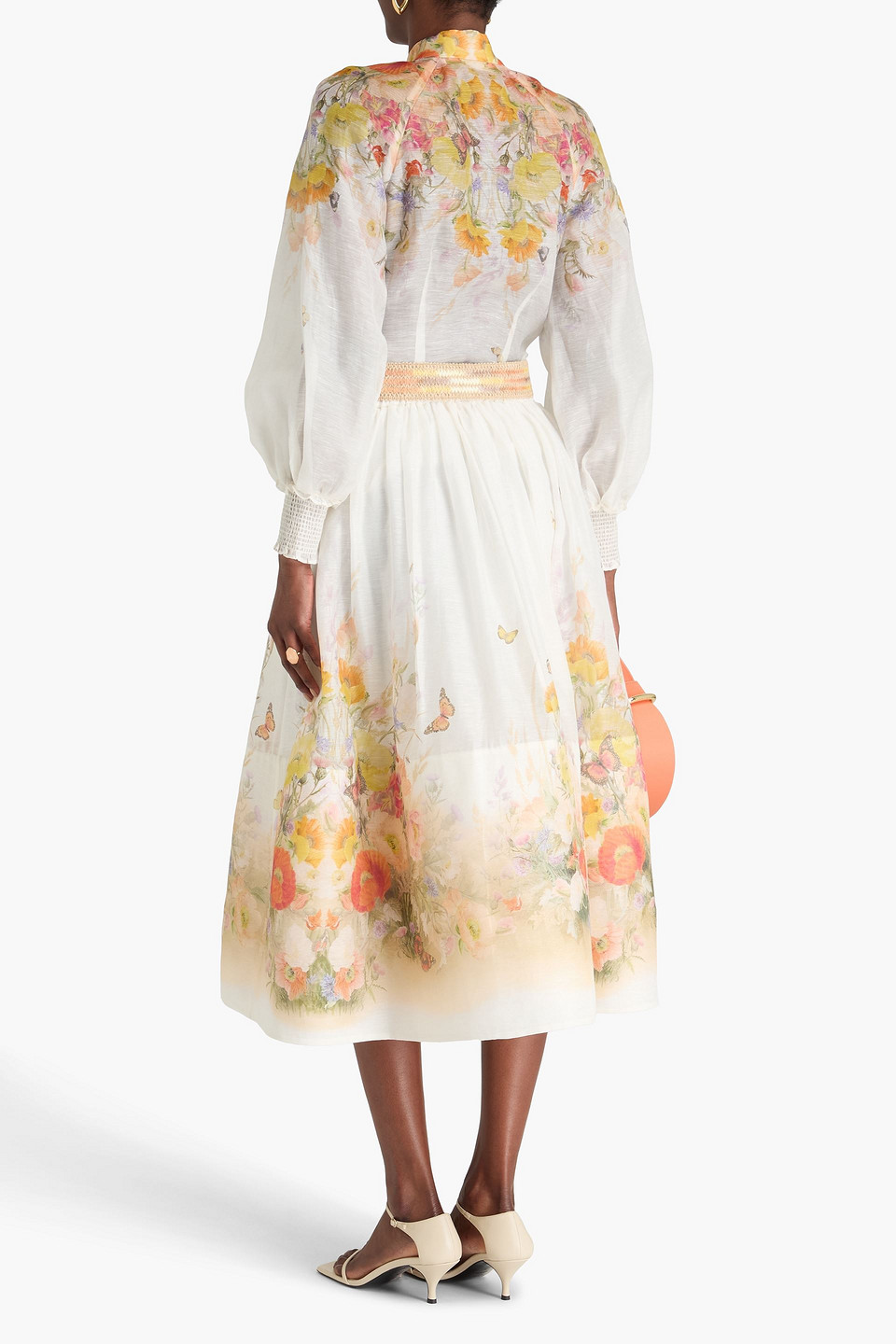 ZIMMERMANN FLORAL-PRINT LINEN AND SILK-BLEND BLOUSE