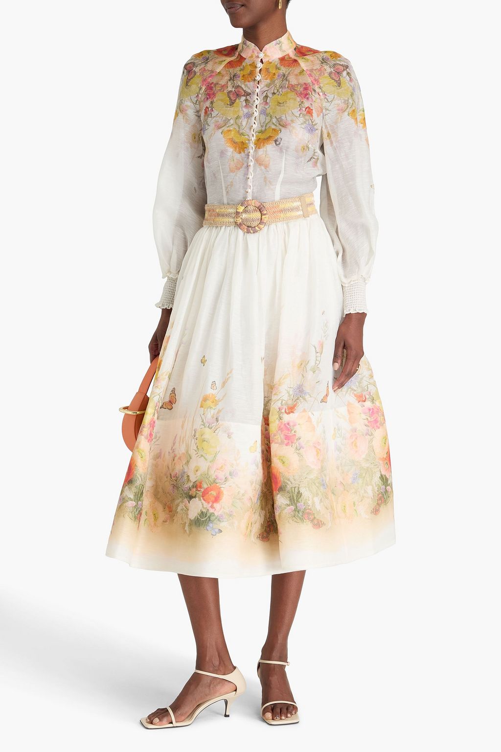 ZIMMERMANN Floral-print linen and silk-blend blouse