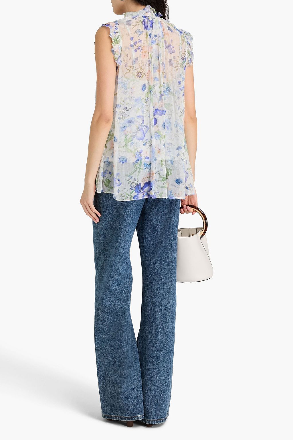 ZIMMERMANN Ruffled floral-print crepon top