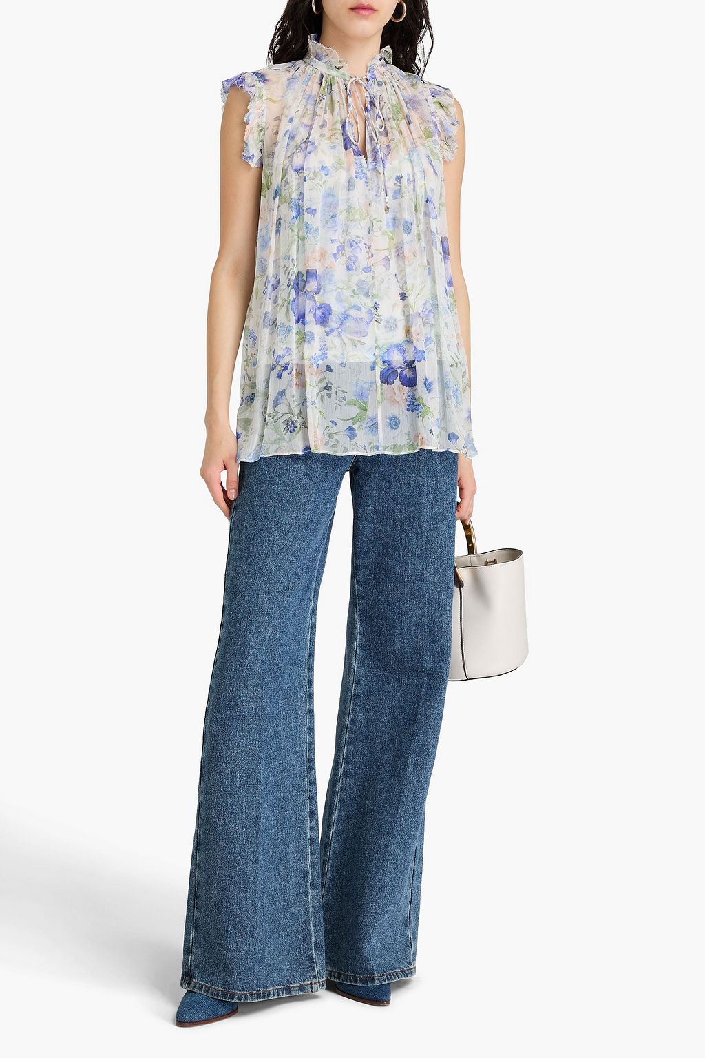 ZIMMERMANN Ruffled floral-print crepon top