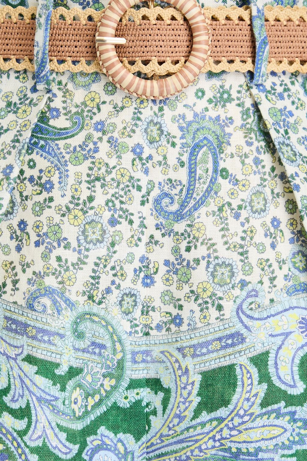 ZIMMERMANN شورت من الكتّان بطبعة بيزلي بحزام