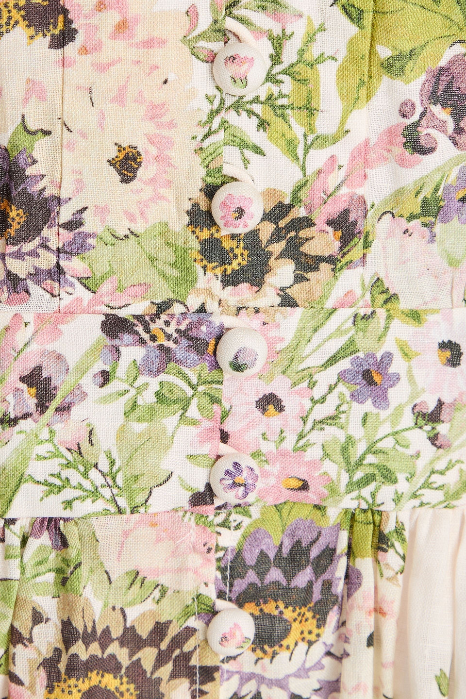 ZIMMERMANN FLORAL-PRINT LINEN MINI DRESS