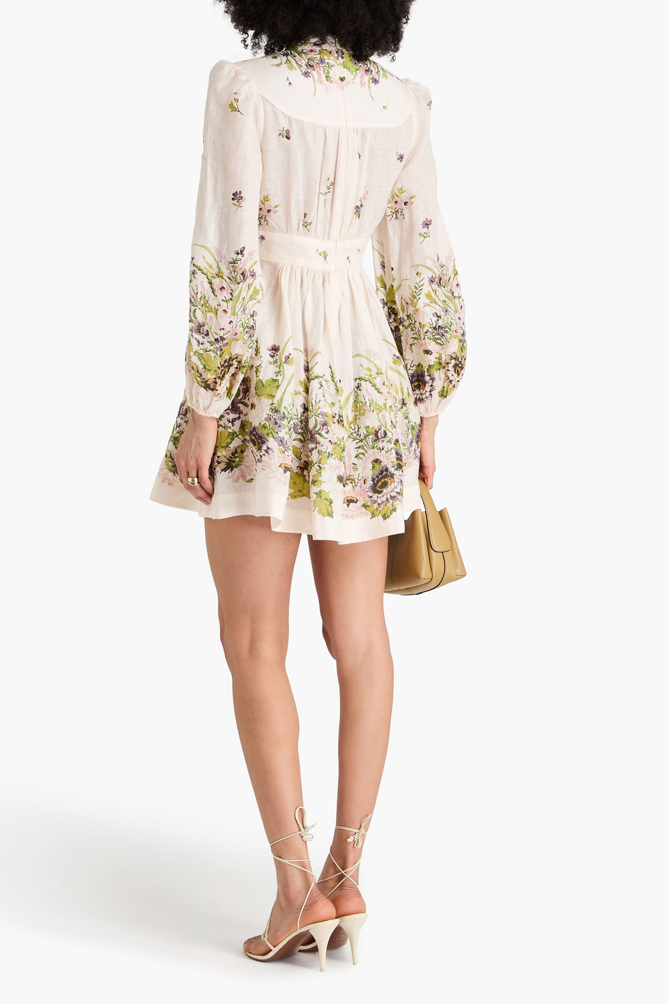 ZIMMERMANN FLORAL-PRINT LINEN MINI DRESS