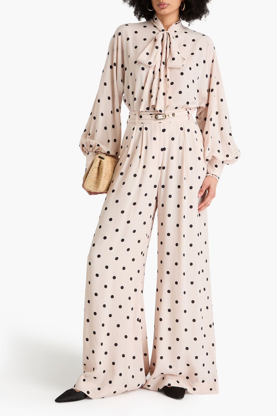 ZIMMERMANN PUSSY-BOW POLKA-DOT CREPE DE CHINE BLOUSE