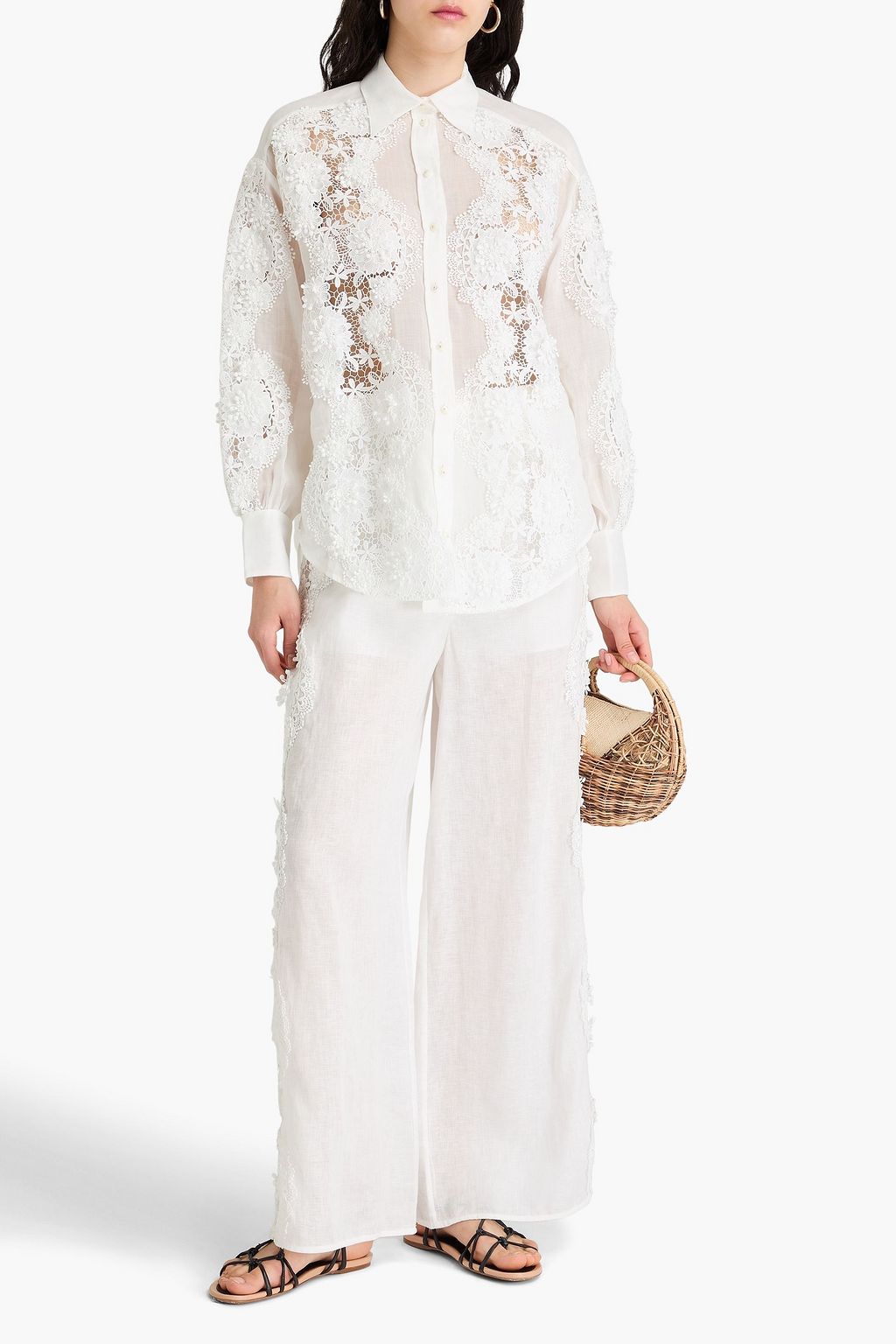 ZIMMERMANN Guipure lace ramie shirt