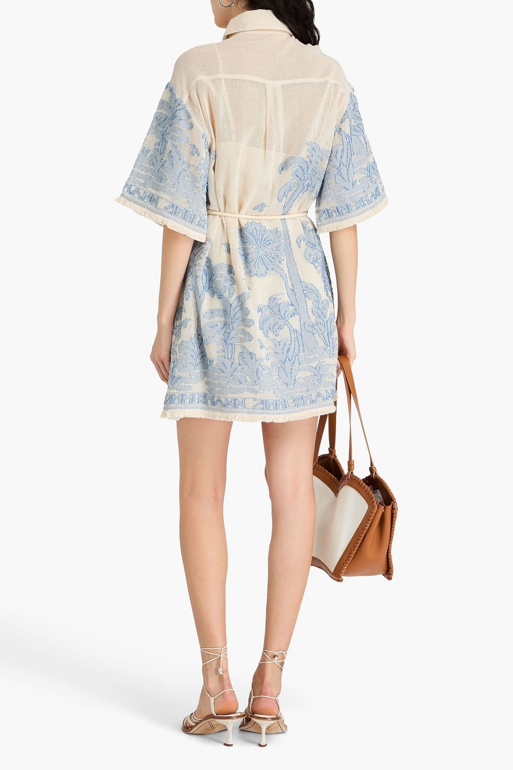 ZIMMERMANN Frayed cotton-jacquard mini shirt dress