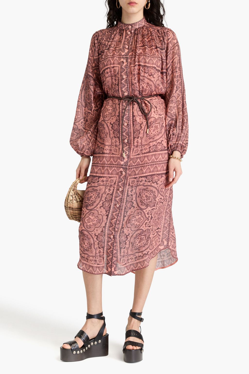 ZIMMERMANN ラミー ミディワンピース ペイズリープリント