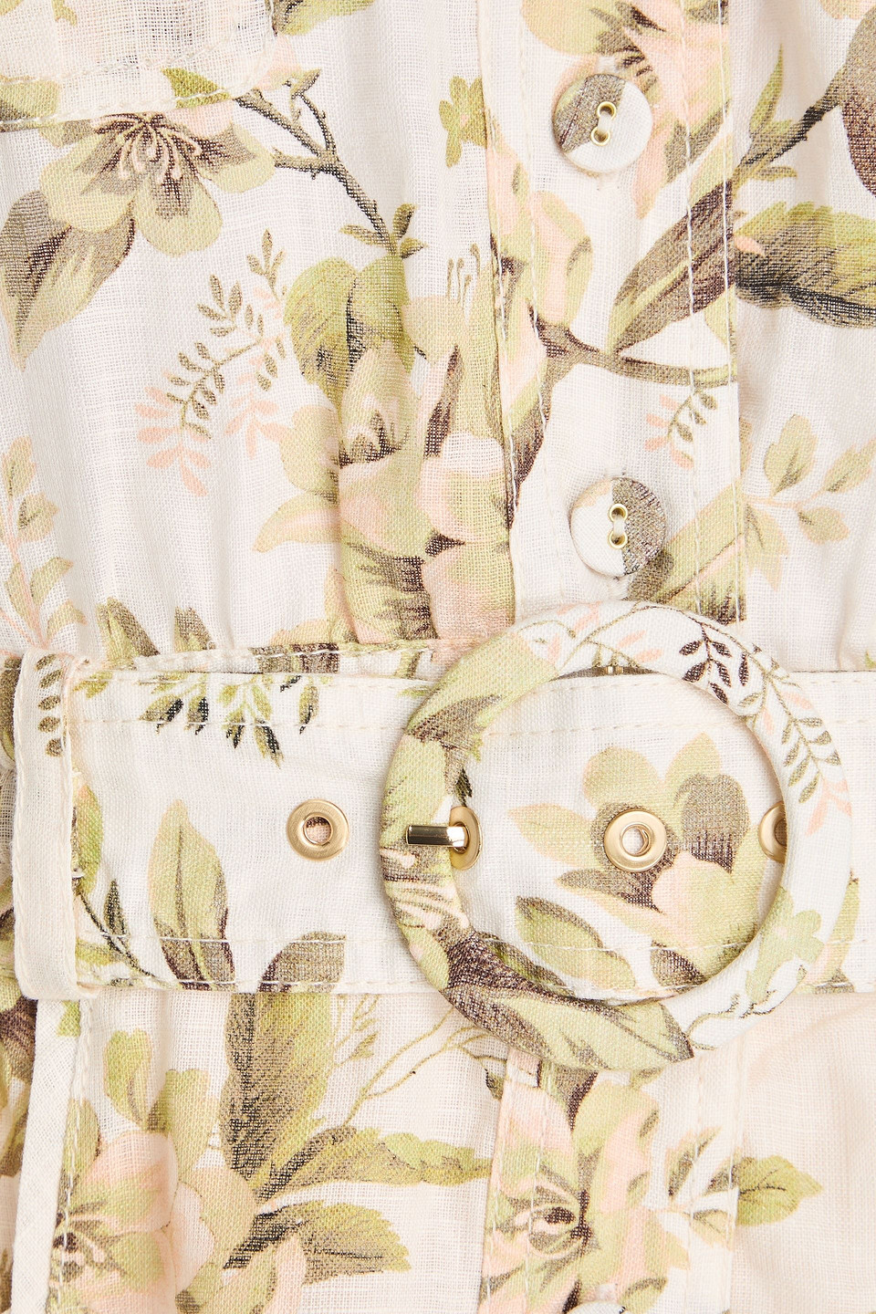 ZIMMERMANN BELTED FLORAL-PRINT LINEN PLAYSUIT