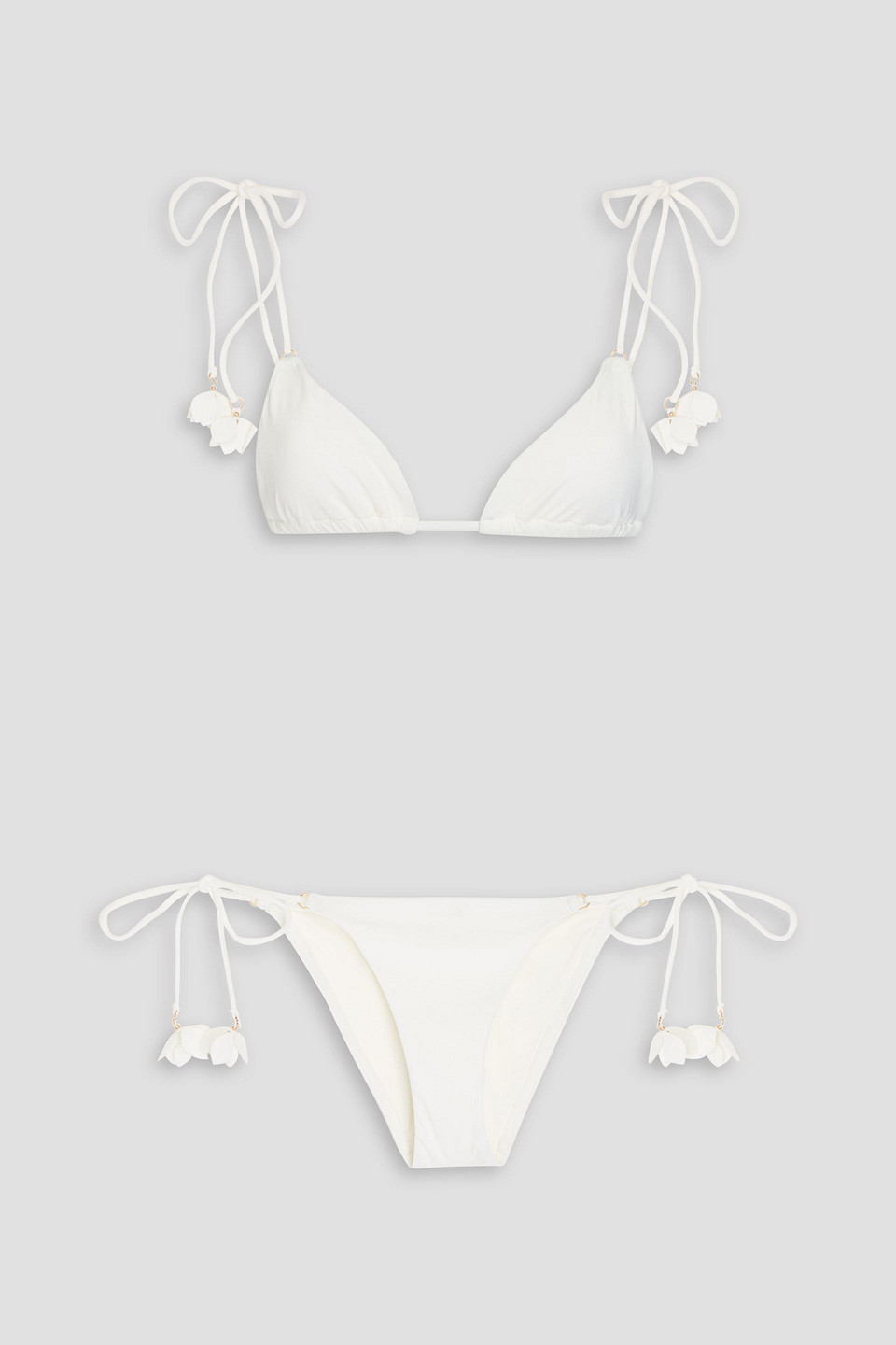 Zimmermann Triangel-bikini Mit Floralen Applikationen In Weiss