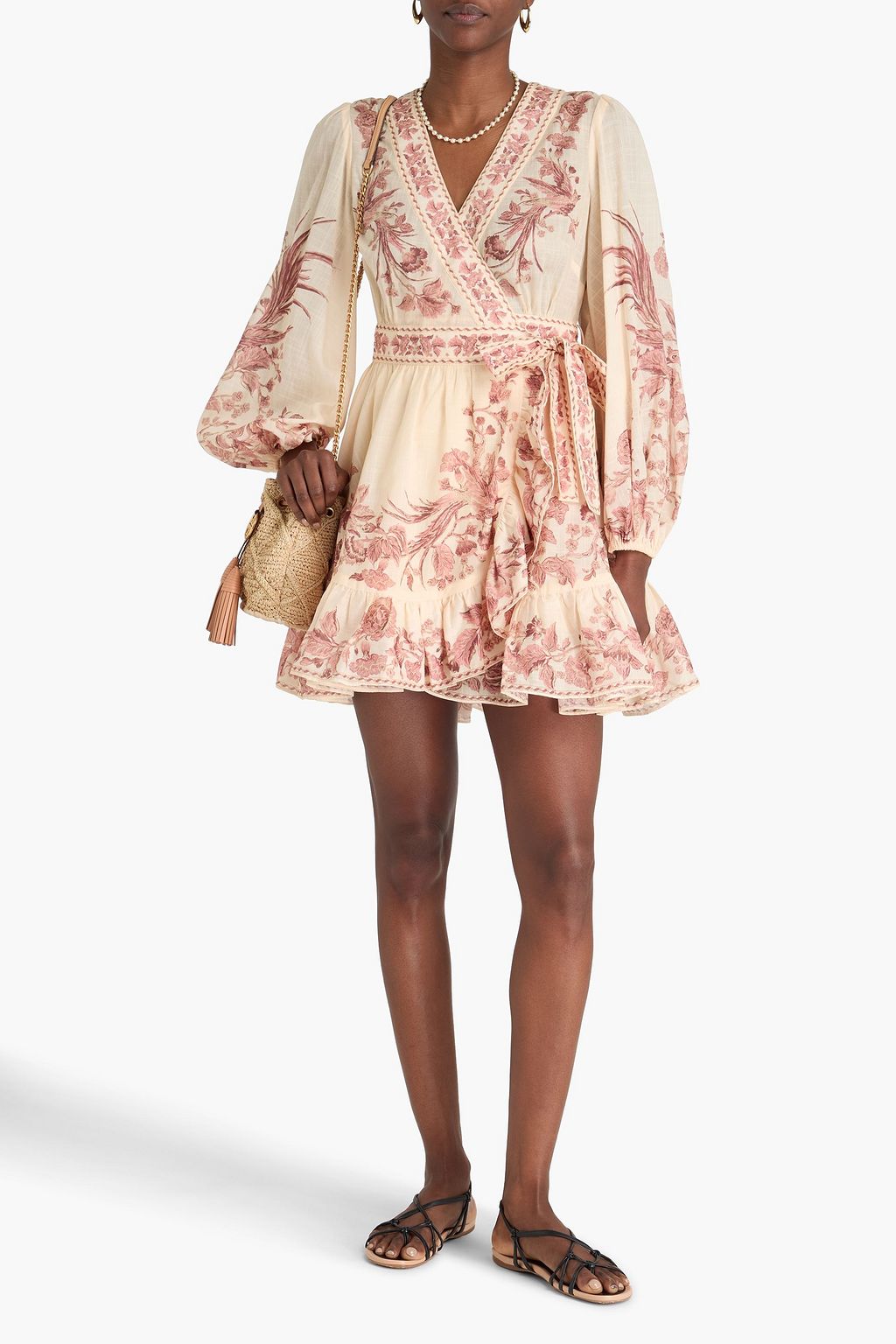 ZIMMERMANN Floral-print cotton mini wrap dress