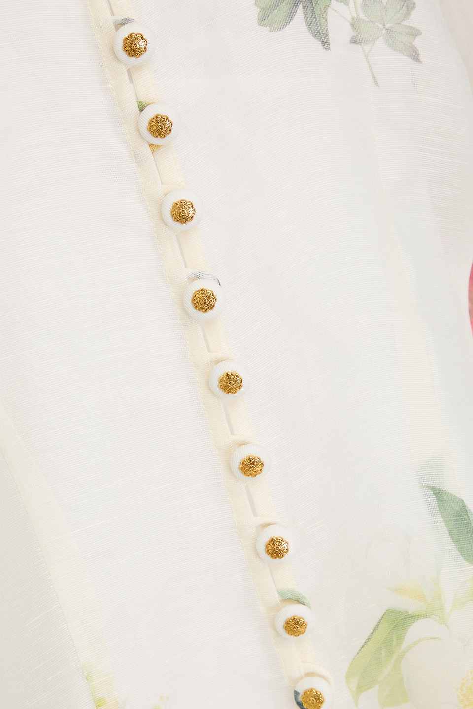ZIMMERMANN FLORAL-PRINT LINEN AND SILK-BLEND GAUZE BLOUSE