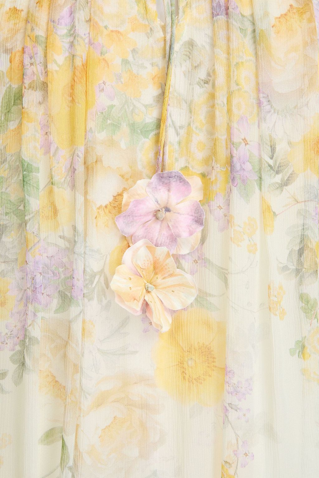 ZIMMERMANN Geraffte Bluse aus Krepon mit floralem Print