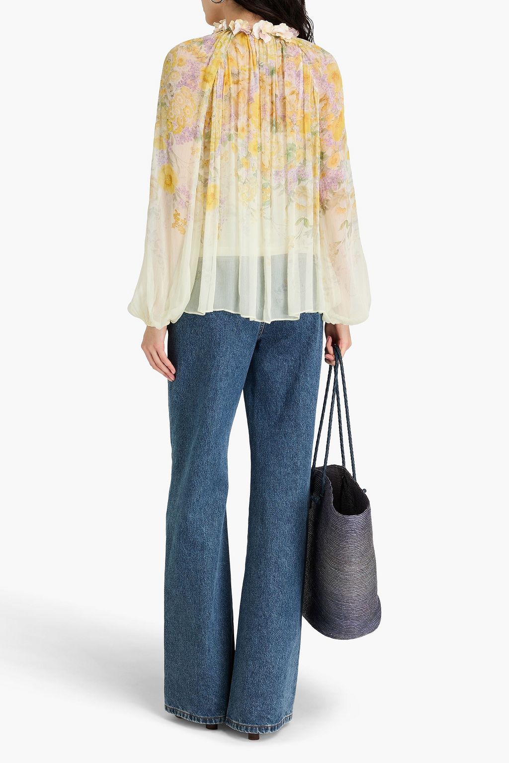 ZIMMERMANN Geraffte Bluse aus Krepon mit floralem Print