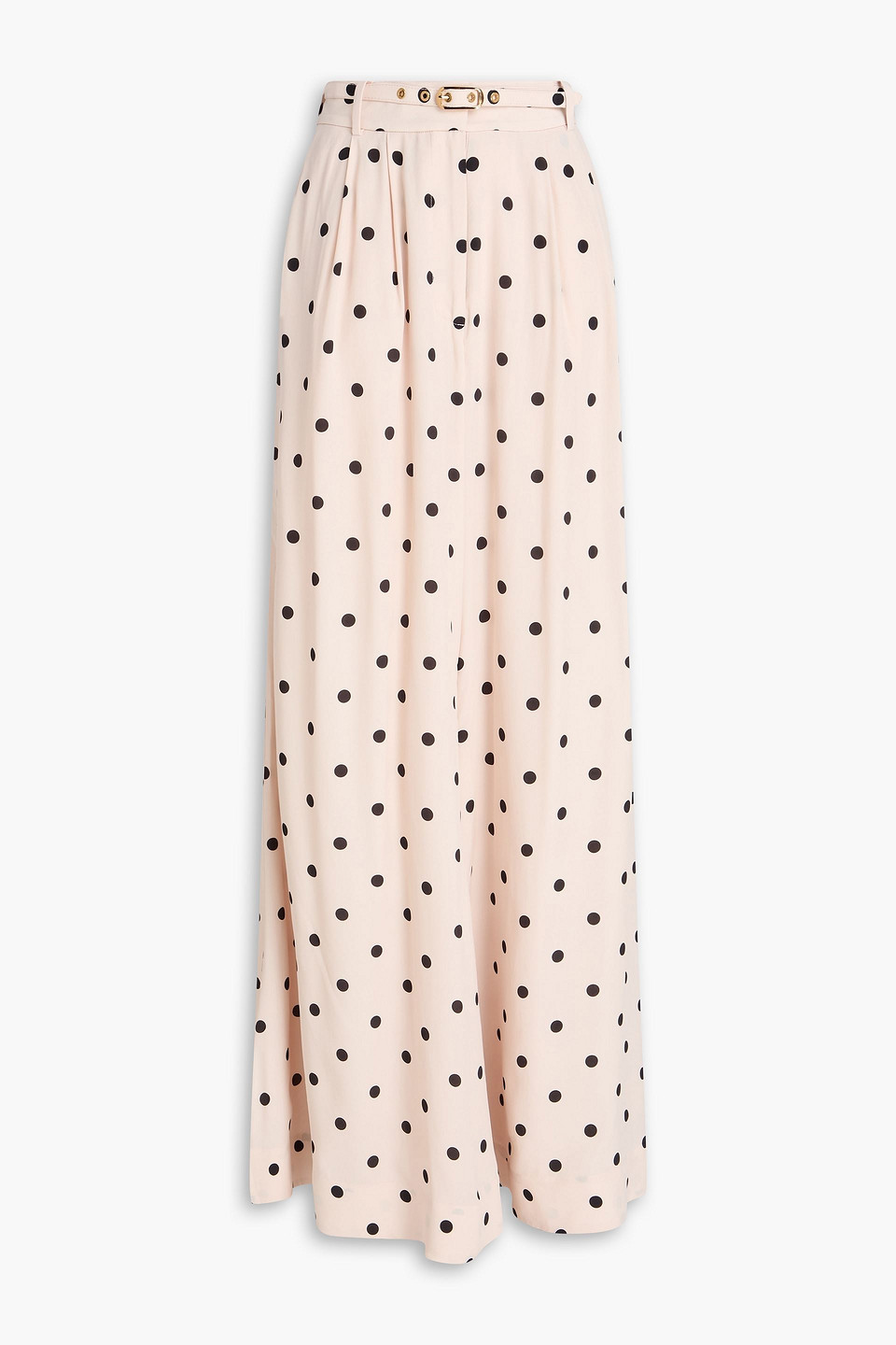 Zimmermann Belted Polka-dot Satin Wide-leg Trousers In Blush