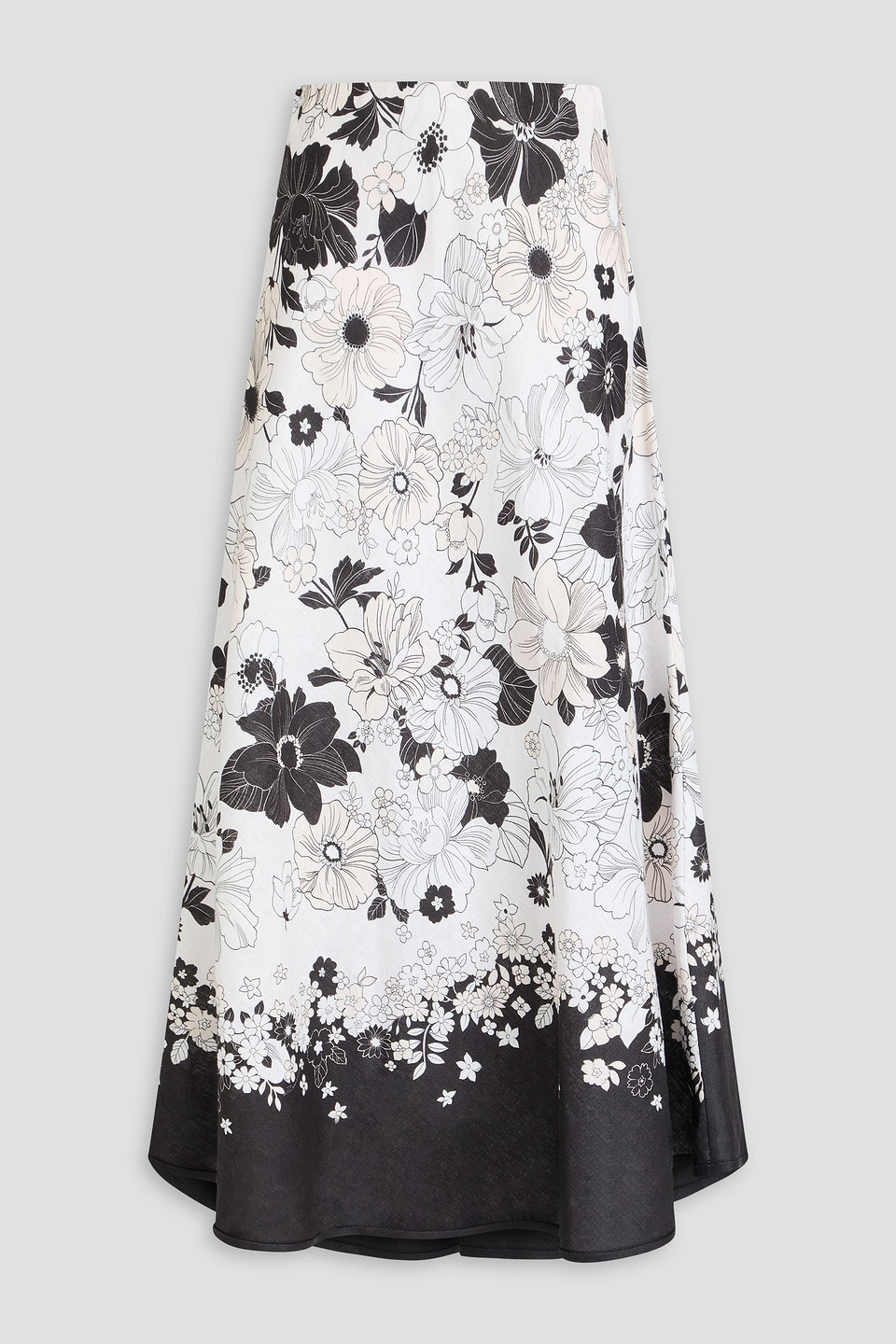 Zimmermann Floral-print Linen Maxi Skirt In White