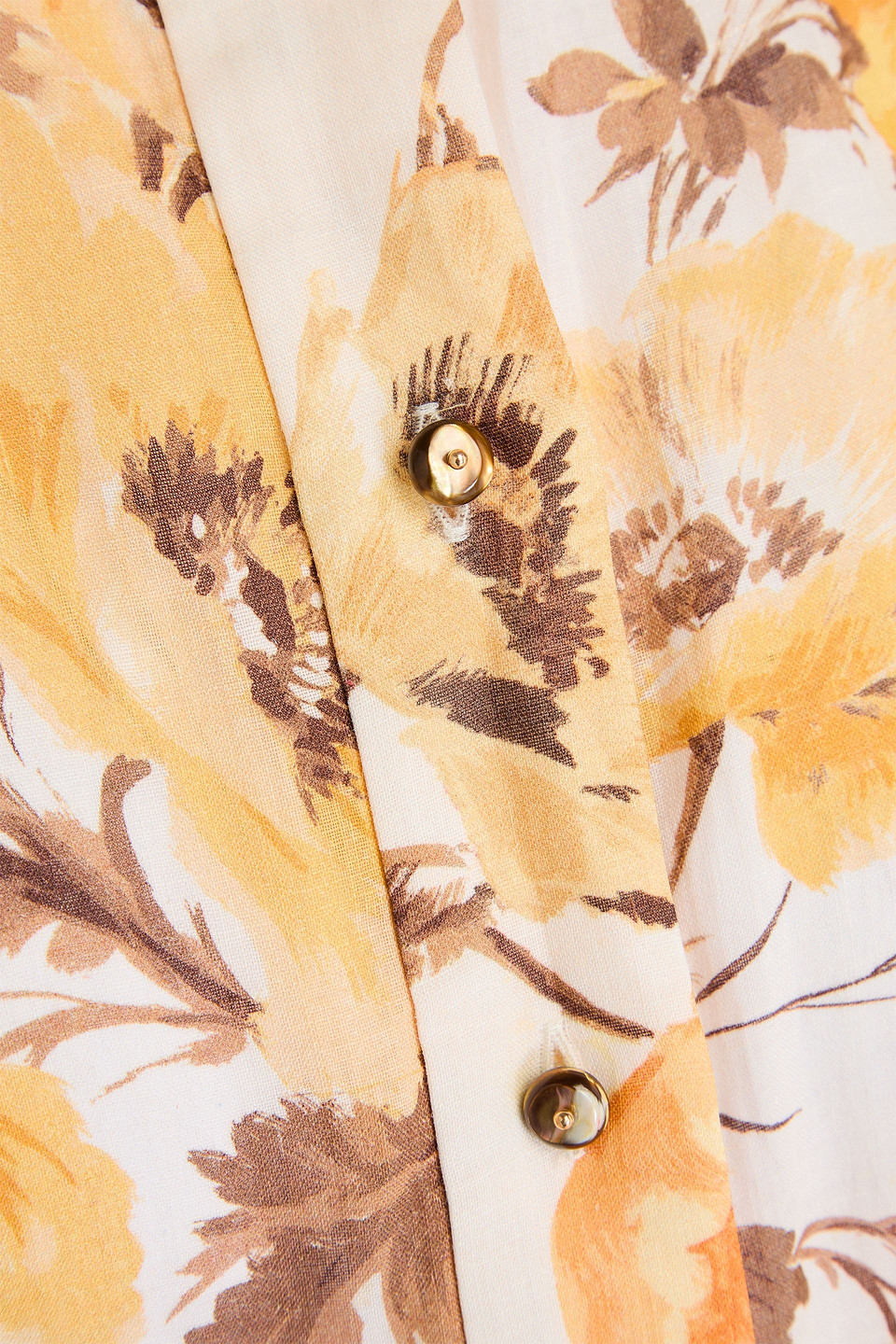 Zimmermann Ramie Shirt Dress Flower Print In Pastellorange