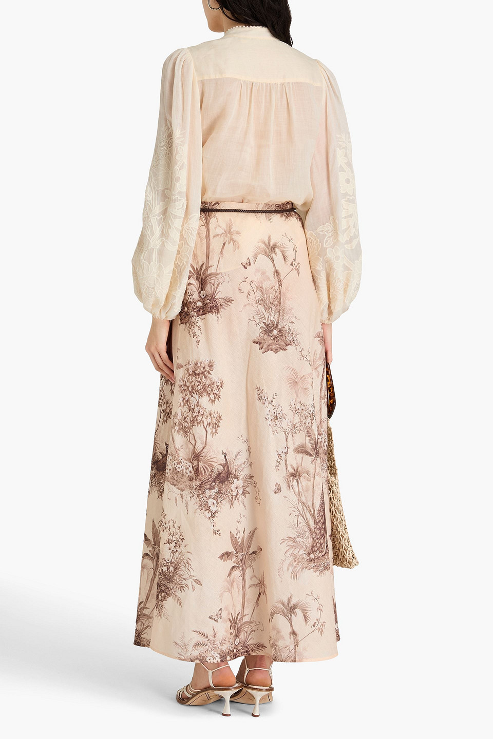  Zimmermann - Floral-print Linen Maxi Skirt - Neutral - 00 