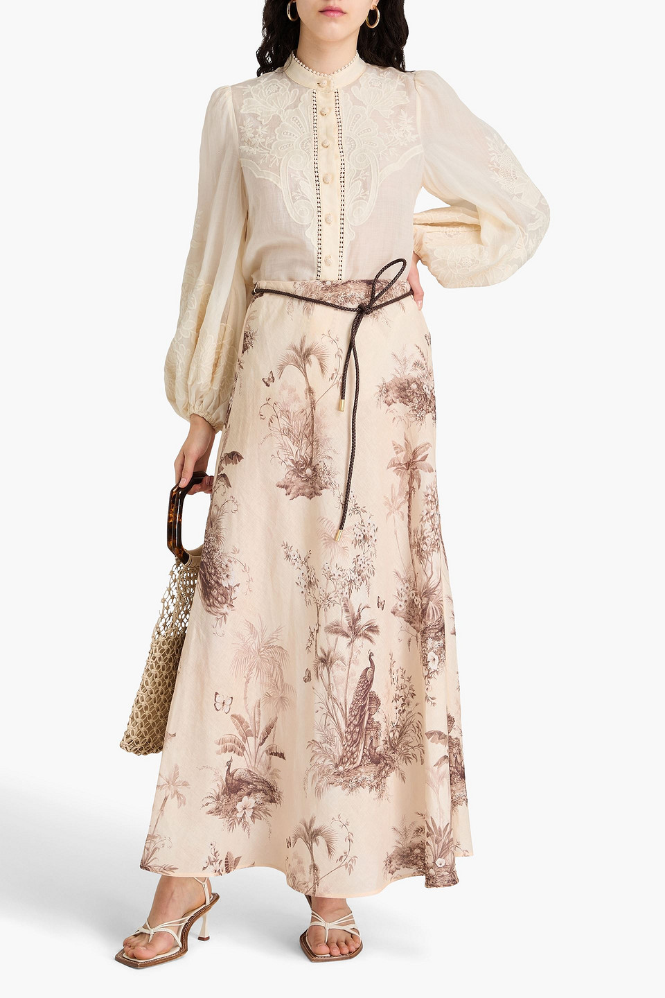  Zimmermann - Floral-print Linen Maxi Skirt - Neutral - 00 