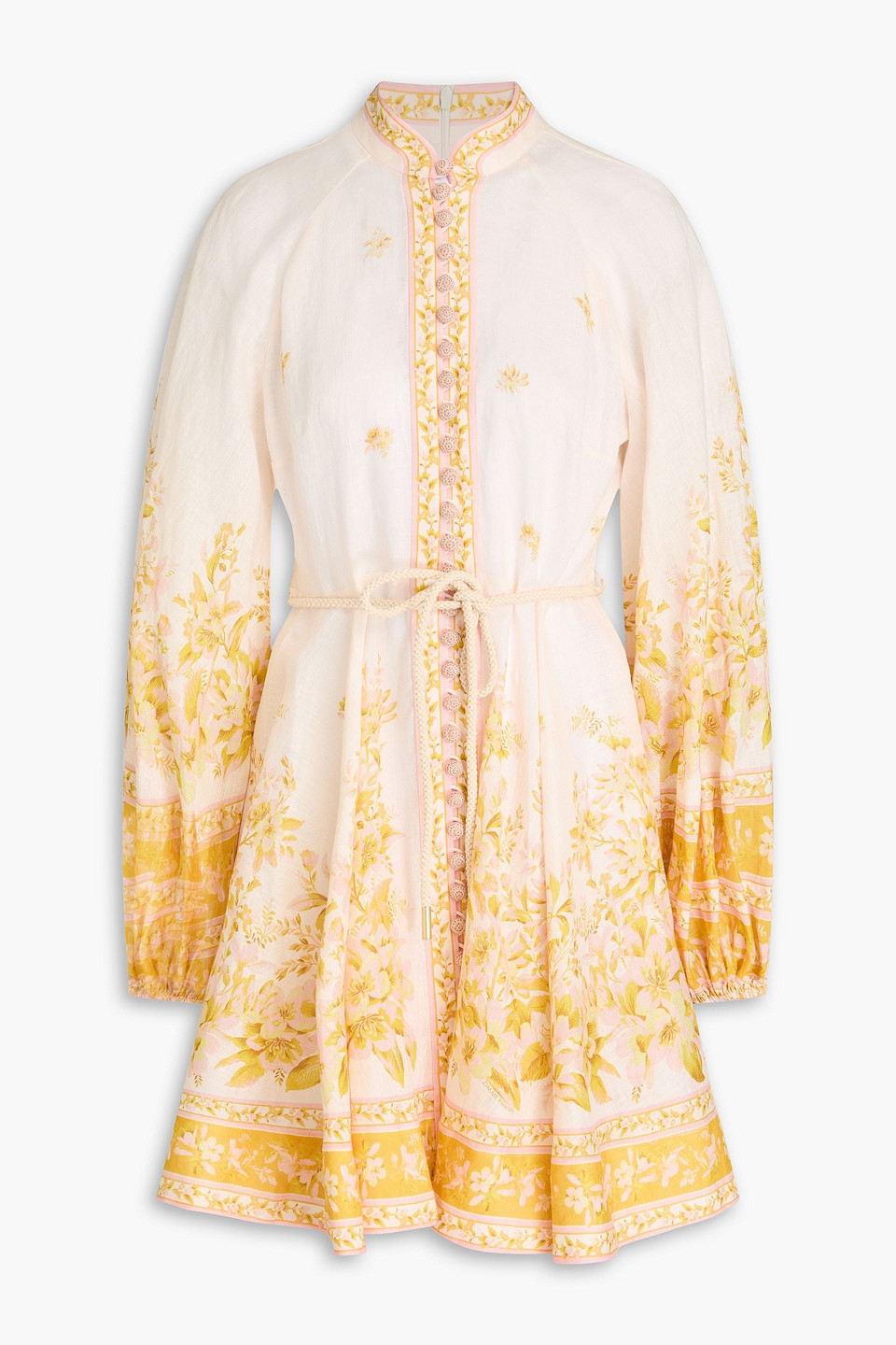 ZIMMERMANN FLORAL-PRINT LINEN MINI DRESS