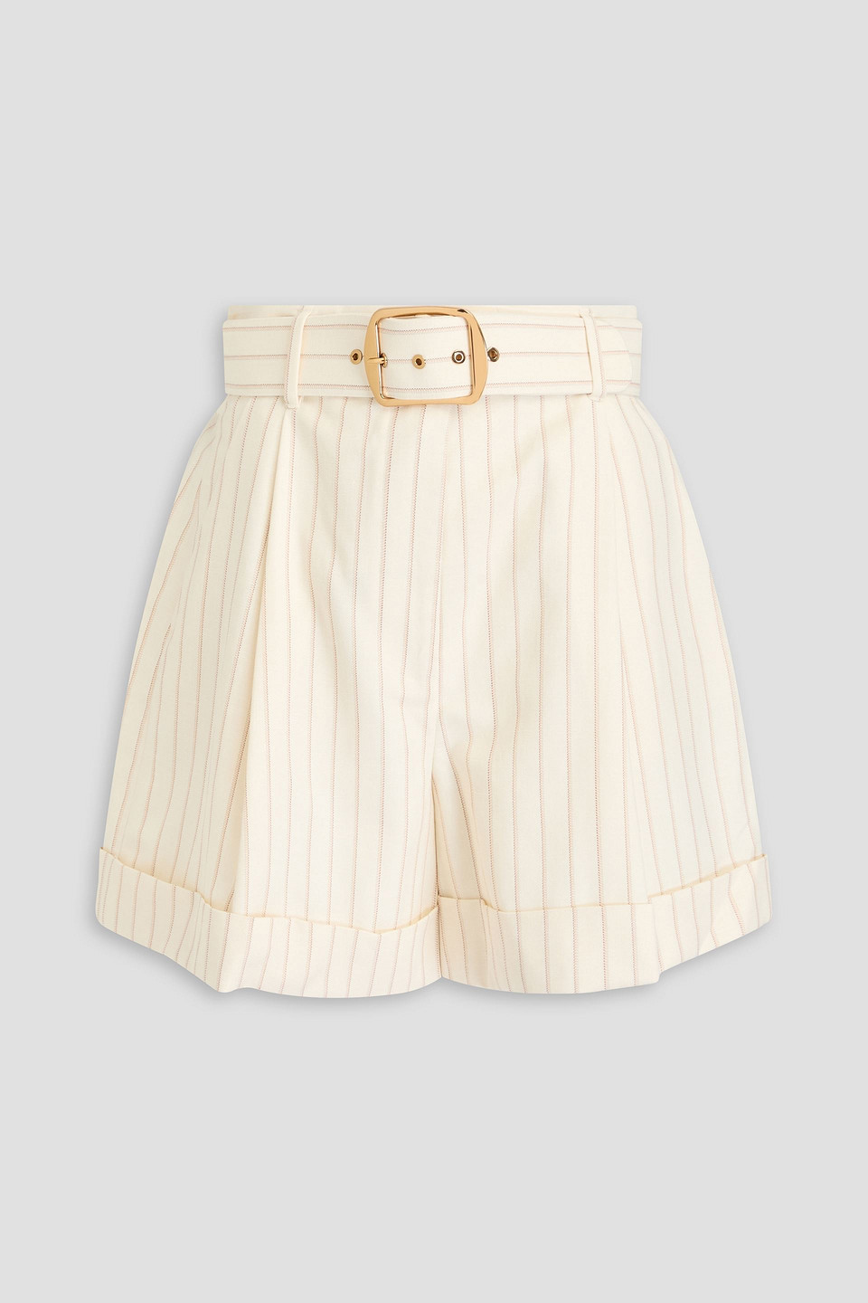Zimmermann Belted Striped Jacquard Shorts In Cream