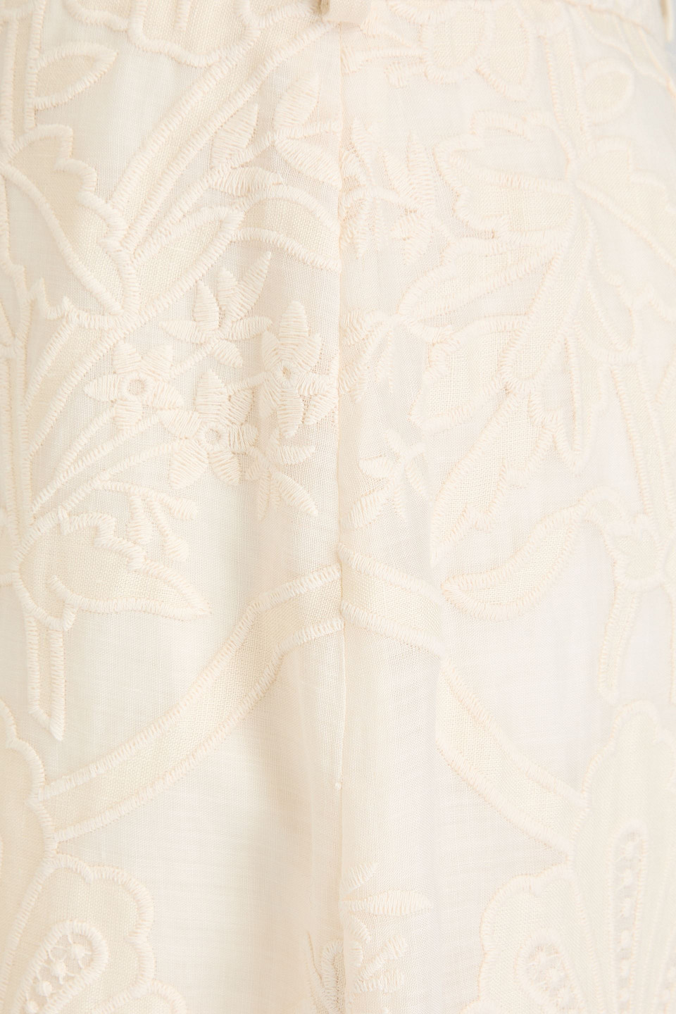 Zimmermann Ottie Embroidered Linen Midi Skirt In White