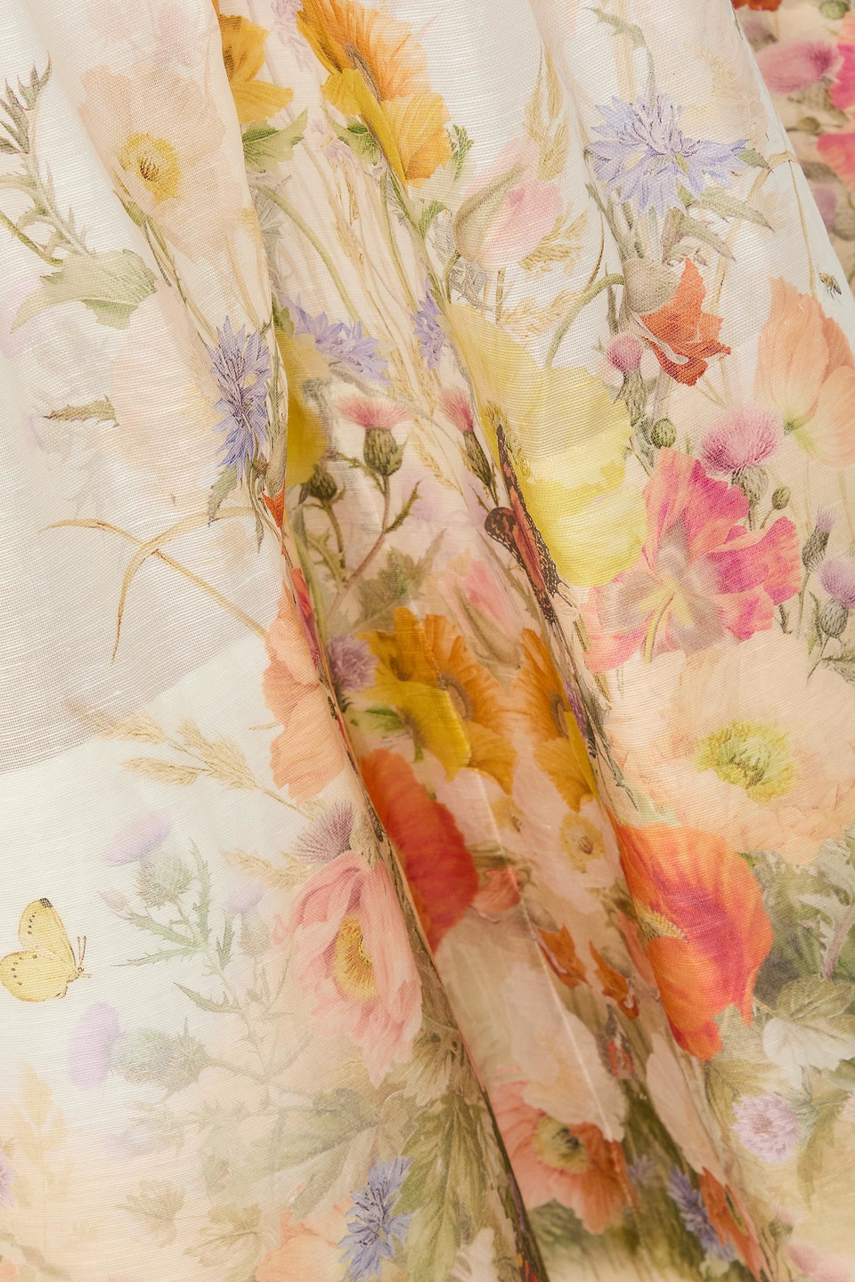 Zimmermann Jupe Midi Évasée En Lin Et Soie In White