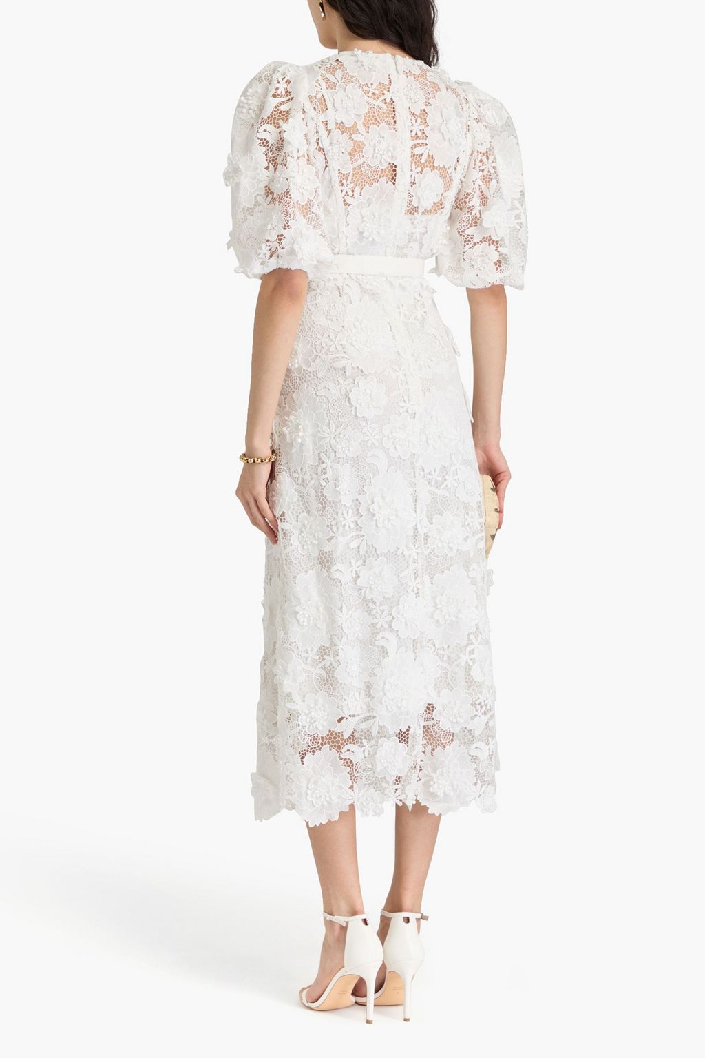 ZIMMERMANN Belted guipure lace midi dress