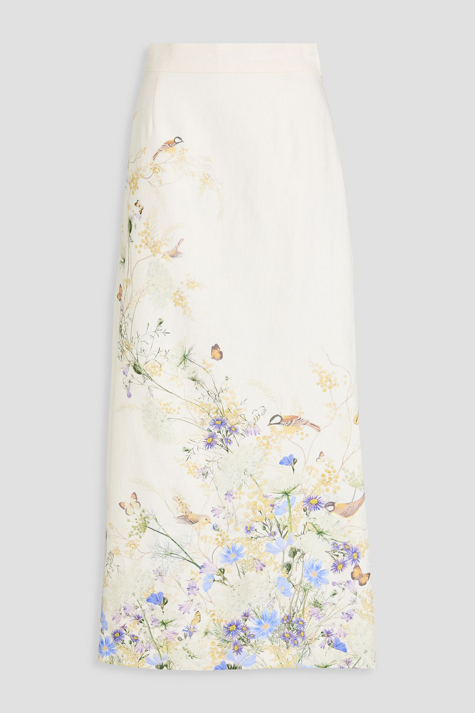 Zimmermann Floral-print Linen Maxi Skirt In Ivory