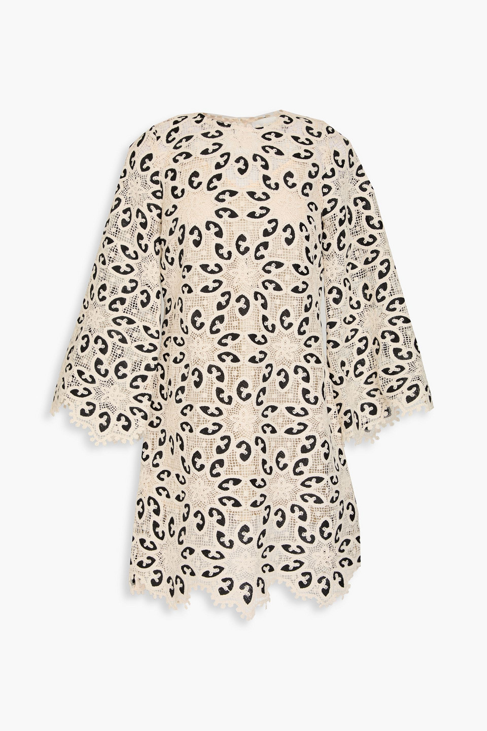 zimmermann - scalloped cotton-blend guipure lace mini dress - white - 00