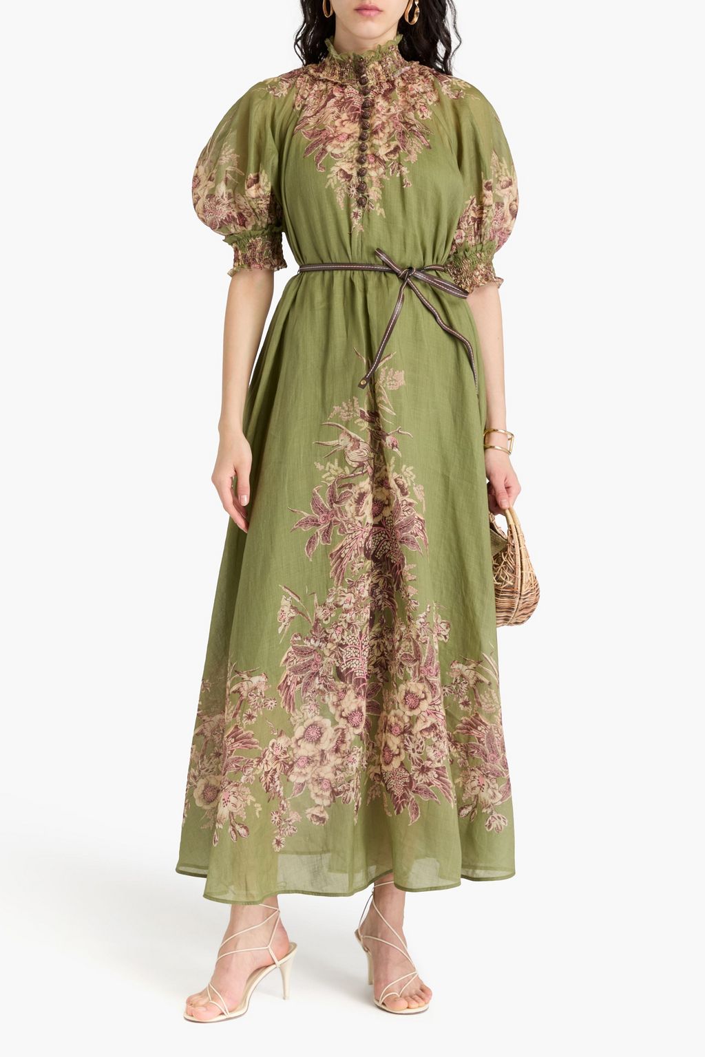 ZIMMERMANN Ruffled floral-print ramie maxi dress