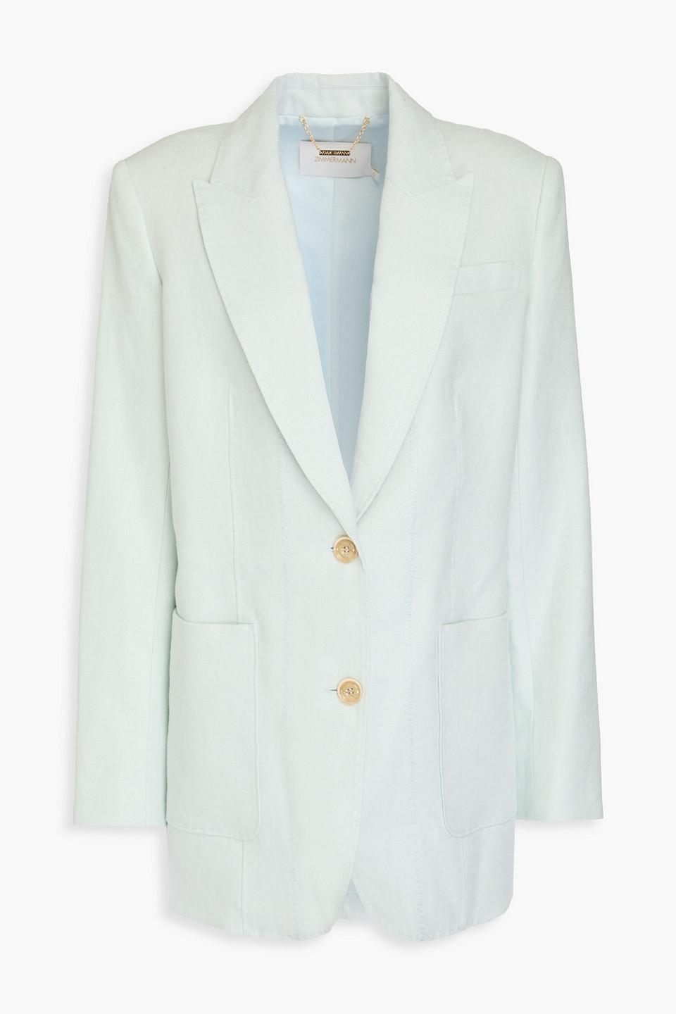 Zimmermann Natura Linen Blazer In Turquoise Blue