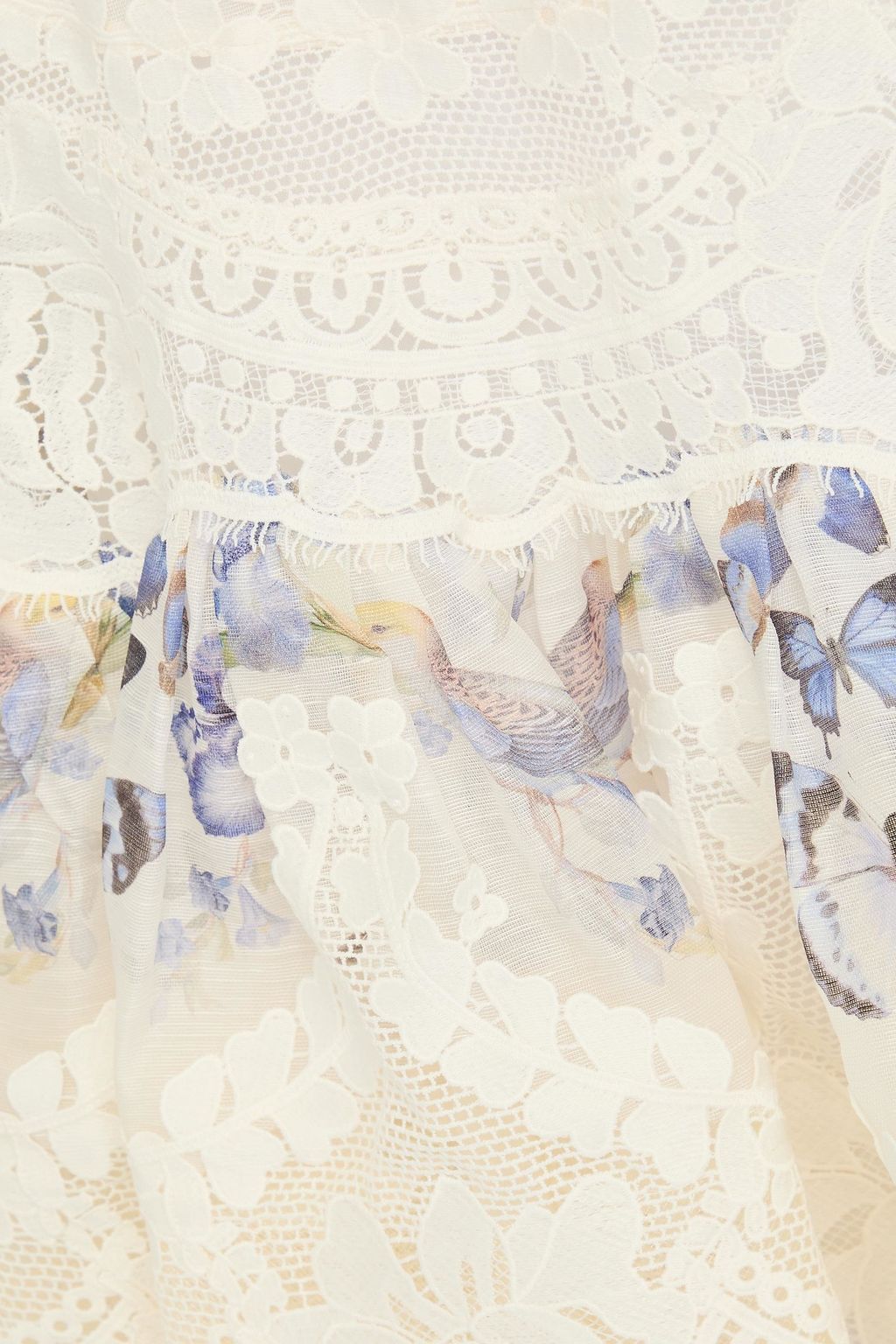 ZIMMERMANN Floral-print guipure lace linen and silk-blend mini dress