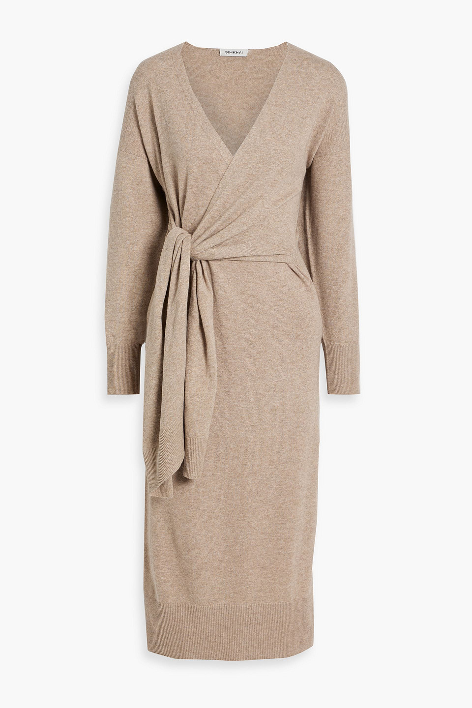 Simkhai Skyla Wrap-effect Knitted Midi Dress In Brown