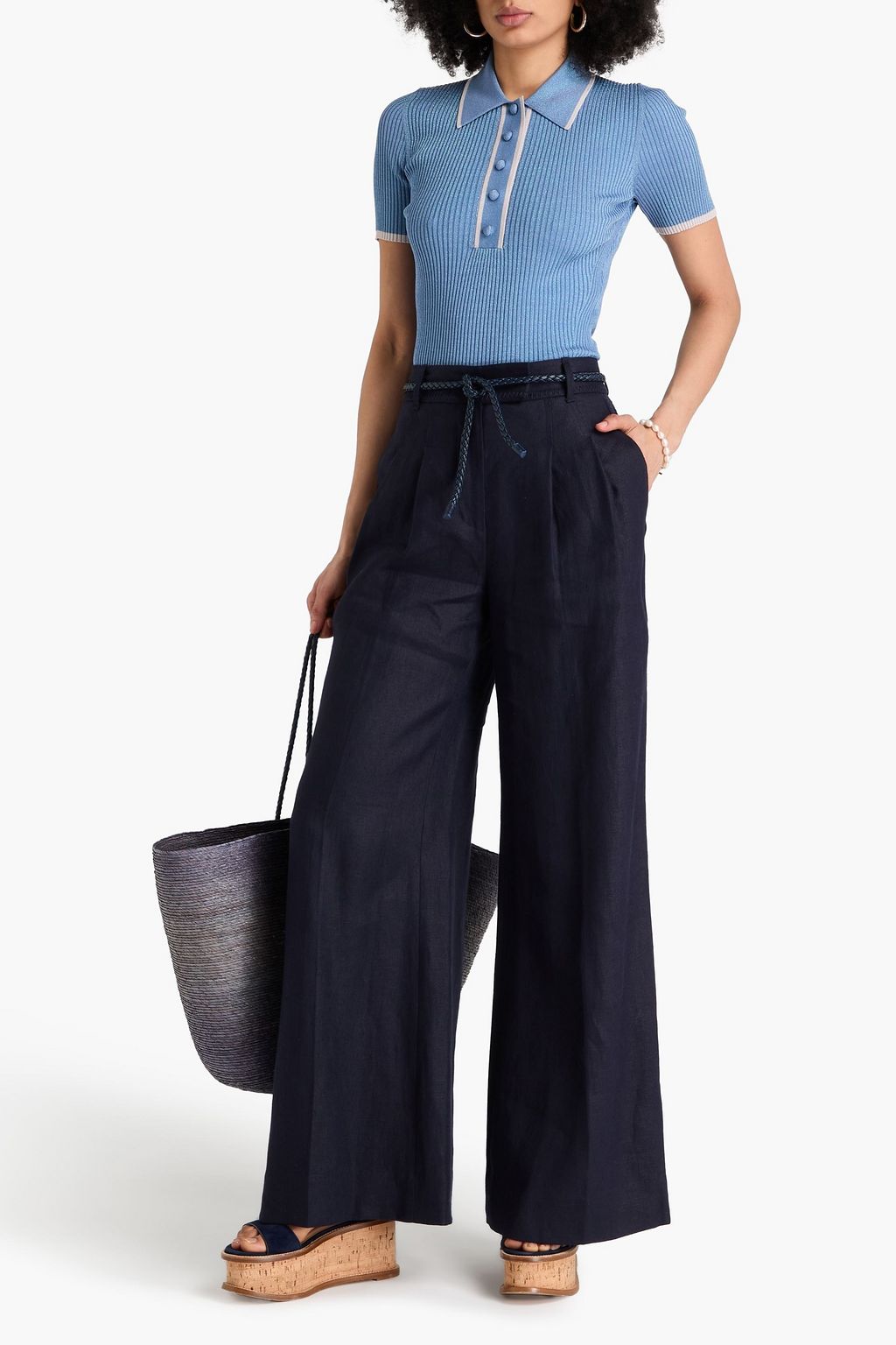 ZIMMERMANN Hose mit weitem Bein aus Leinen