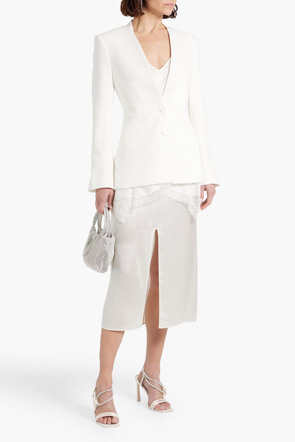 SIMKHAI Allie lace-trimmed crepe blazer