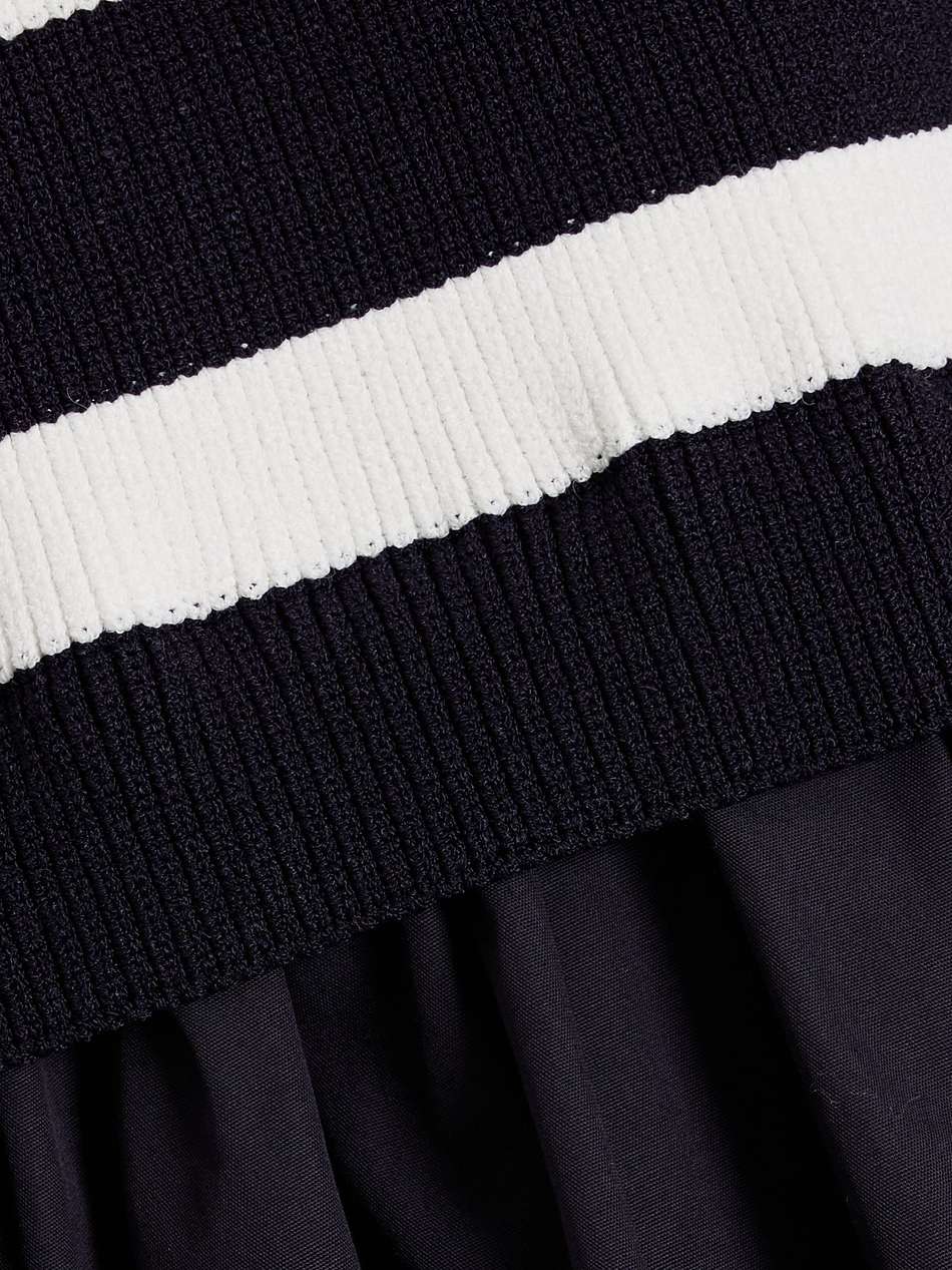 josey striped ribbed-knit and cotton-poplin mini dress
