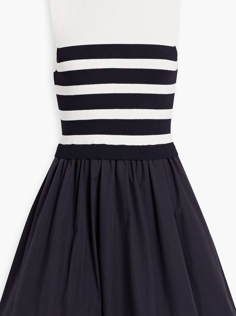 josey striped ribbed-knit and cotton-poplin mini dress
