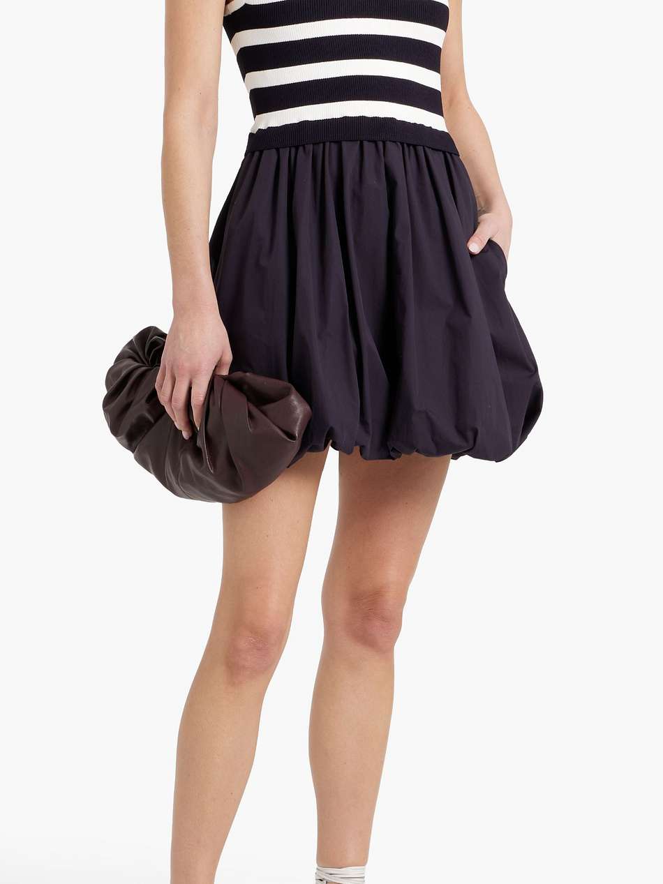 josey striped ribbed-knit and cotton-poplin mini dress