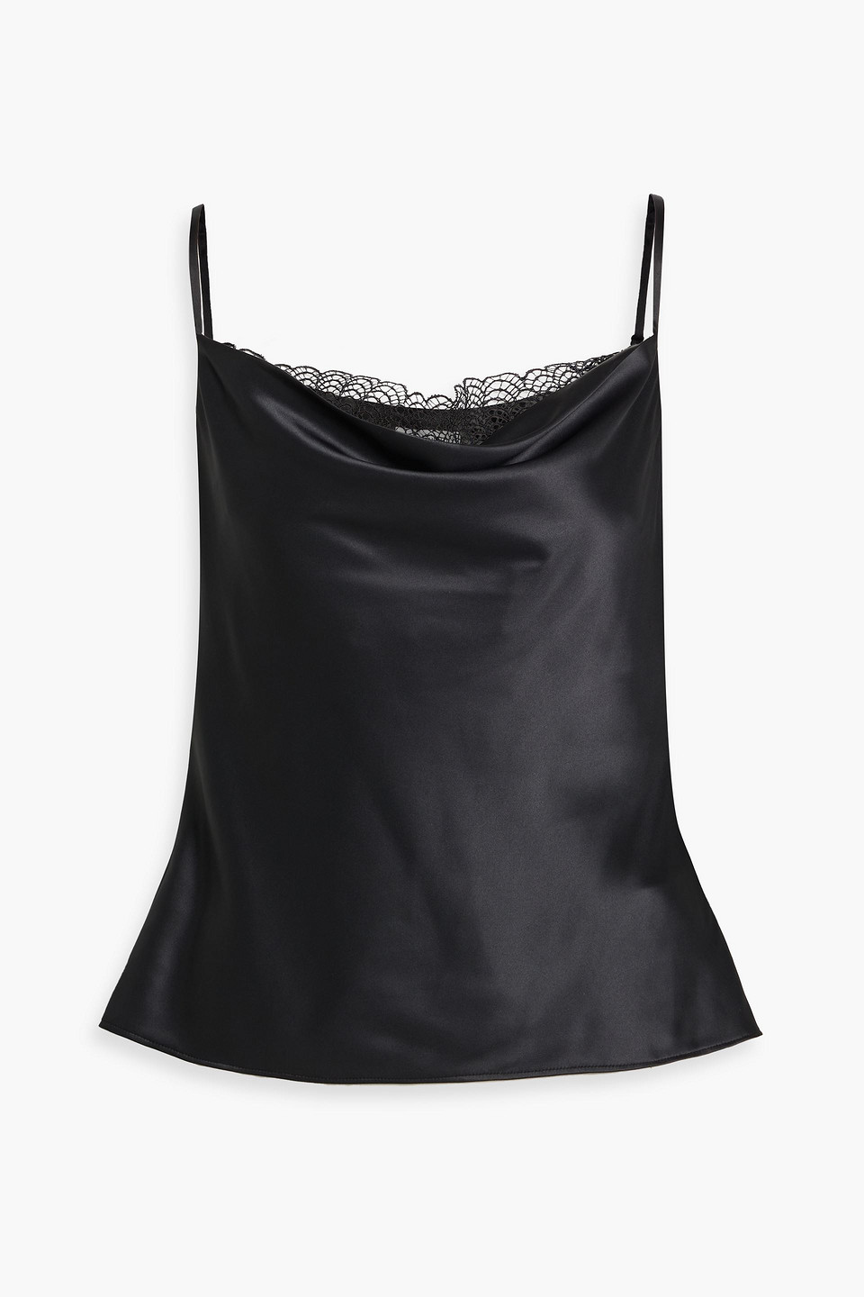Simkhai Scarlett Lace-trimmed Charmeuse Camisole In Black