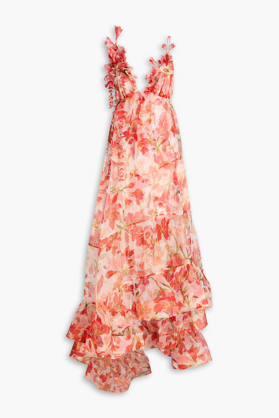 Zimmermann Appliquéd Floral-print Silk-organza Gown