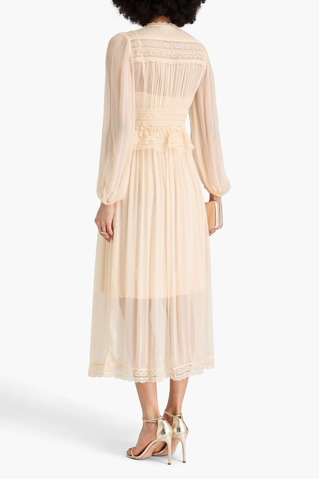 ZIMMERMANN Lace-trimmed crepon midi dress