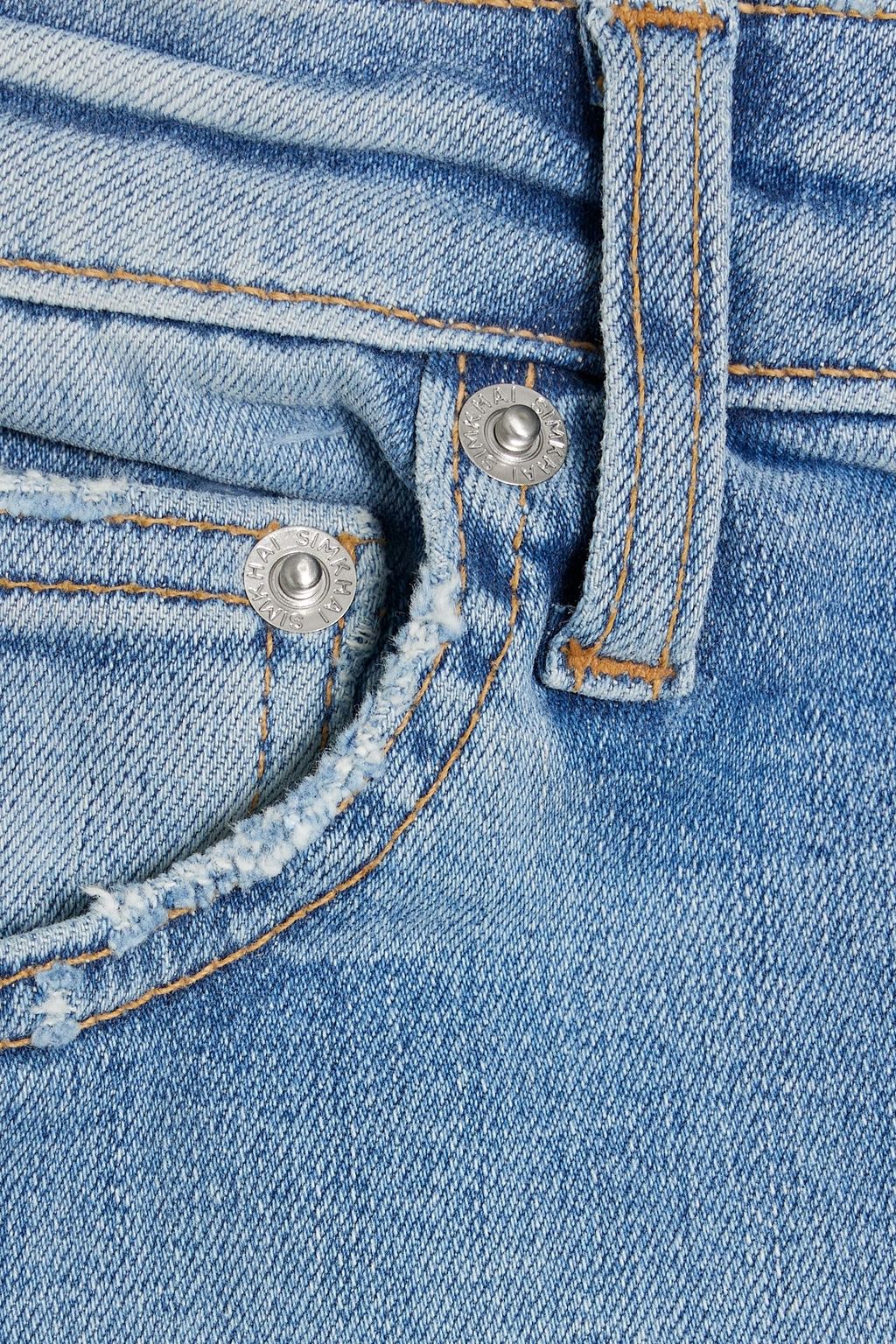 SIMKHAI River frayed high-rise straight-leg jeans