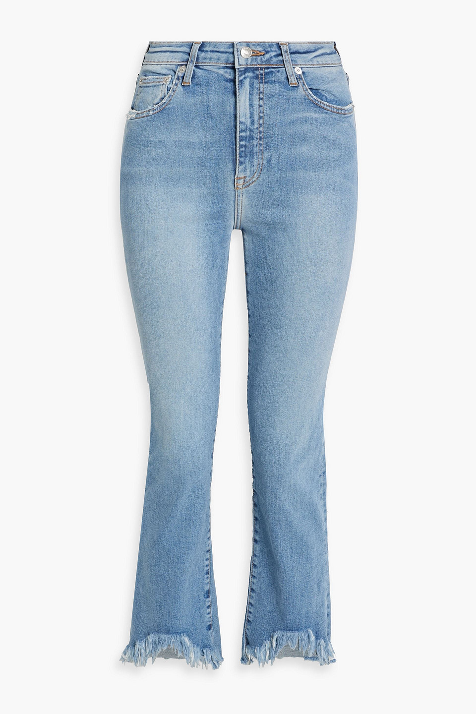 Simkhai River Frayed High-rise Straight-leg Jeans In Light Denim