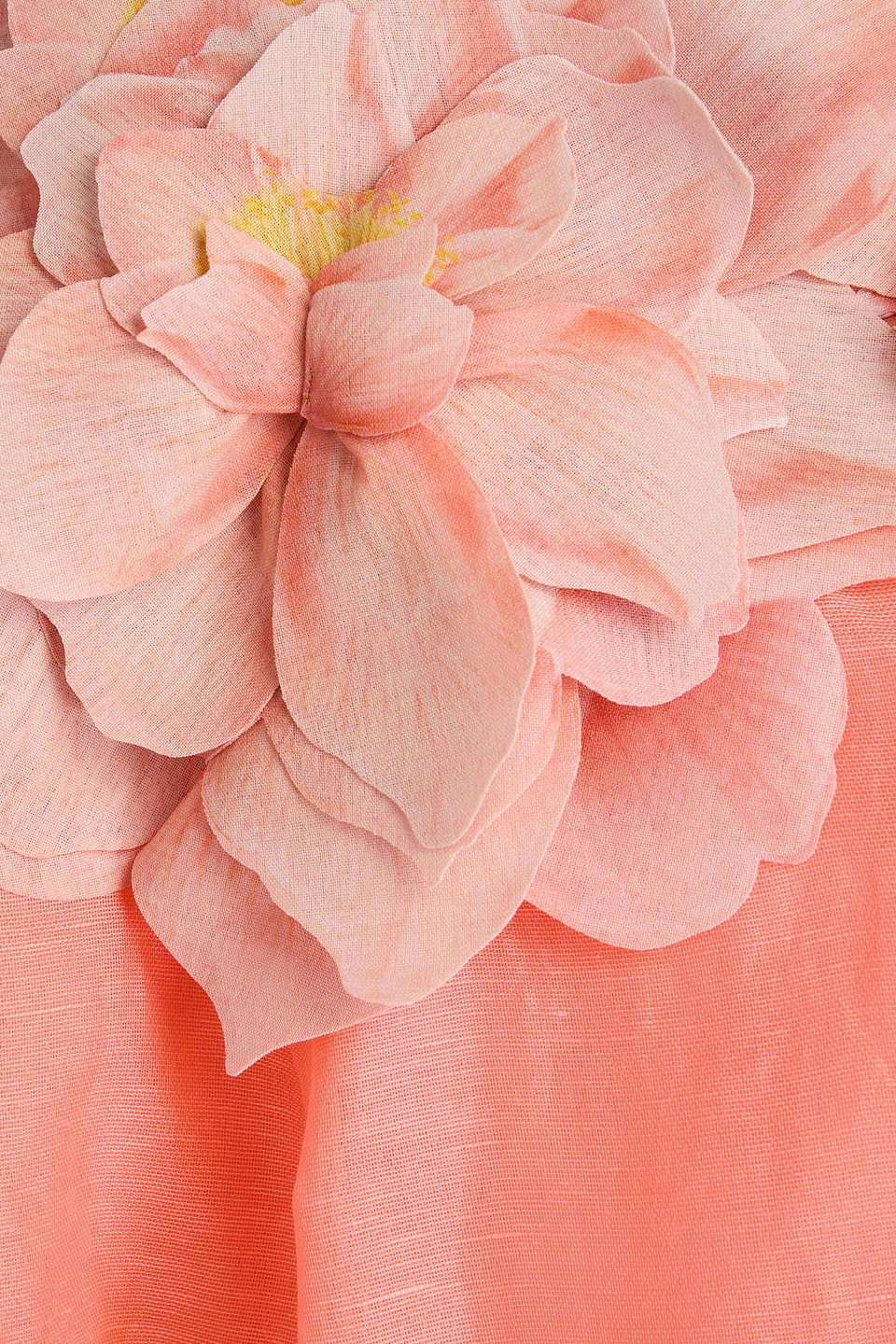 Zimmermann Strapless Floral-appliquéd Linen And Silk-blend Mini Dress