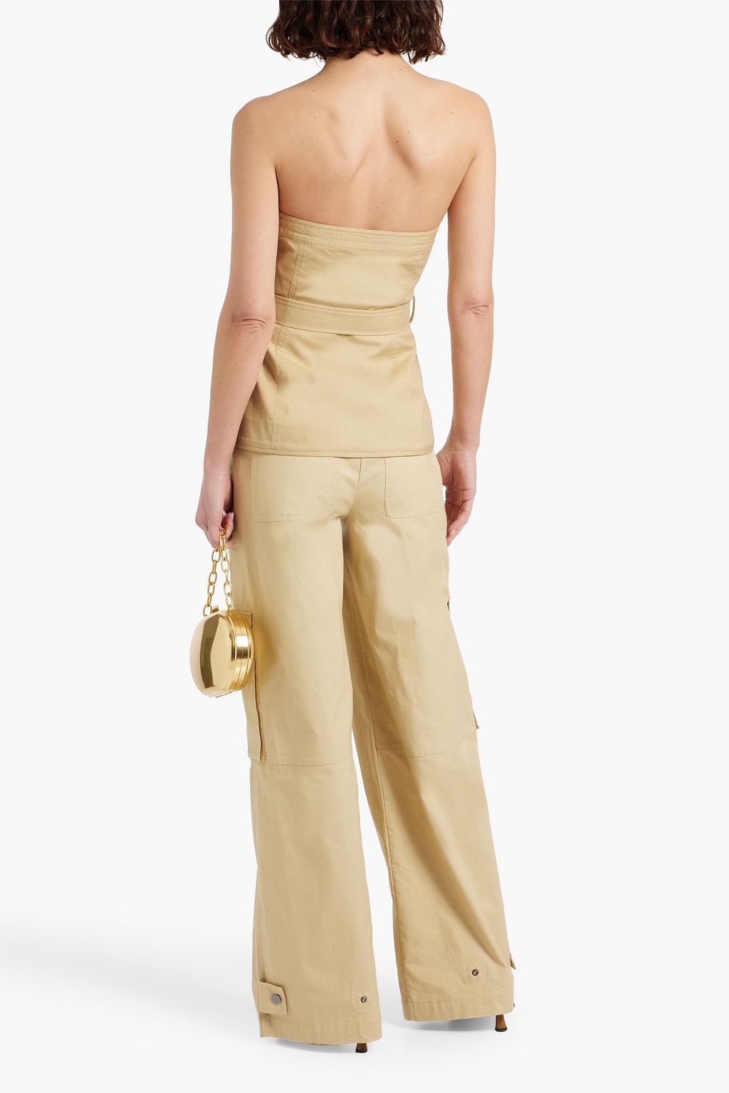 SIMKHAI Elettra strapless belted cotton-blend top