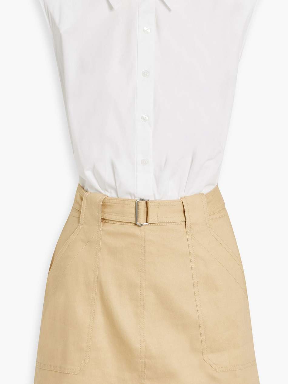 jensen belted cotton-poplin and canvas mini shirt dress