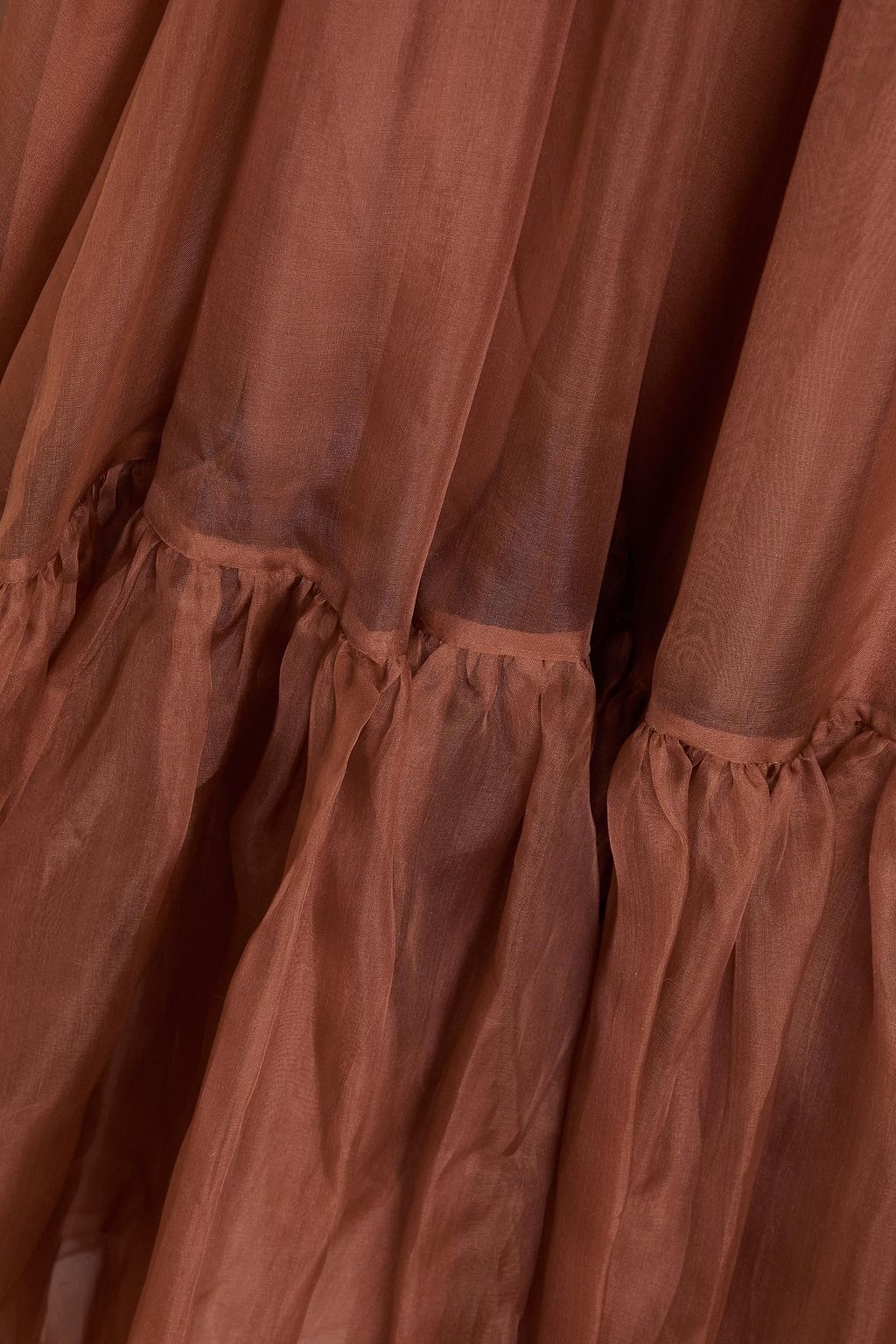 ZIMMERMANN Gathered silk-organza maxi skirt
