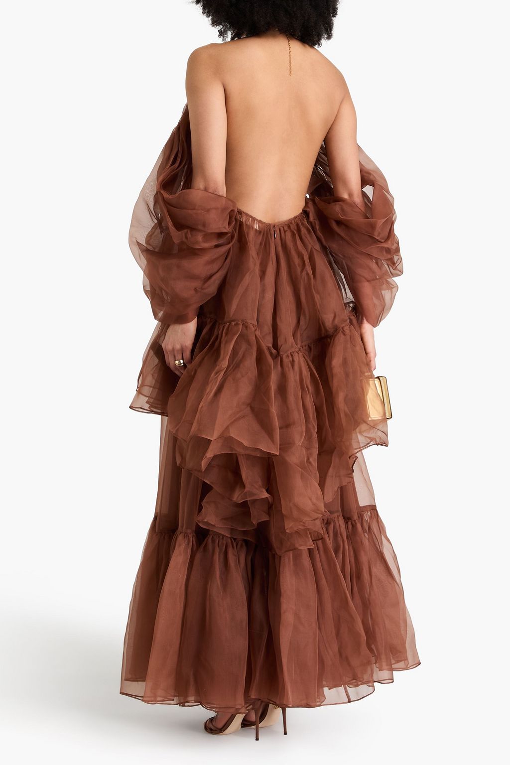 ZIMMERMANN Gathered silk-organza maxi skirt